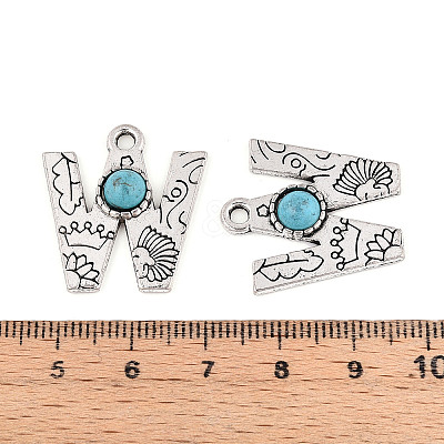 Synthetic Turquoise & Alloy Pendants PALLOY-H146-01AS-W-1