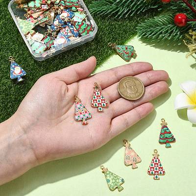 40Pcs 8 Styles Christmas Theme Alloy Pendant FIND-CJ0002-32-1