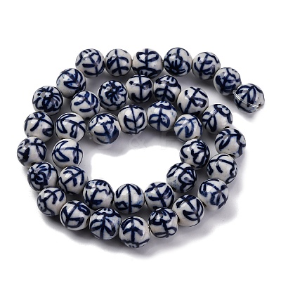 Handmade Blue and White Porcelain Beads Strands PORC-I027-03E-1