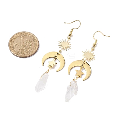 Rough Natural Quartz Crystal Dangle Earrings EJEW-JE05877-02-1