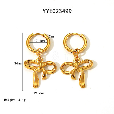 Elegant 304 Stainless Steel Bowknot Hoop Earrings CR5364-7-1