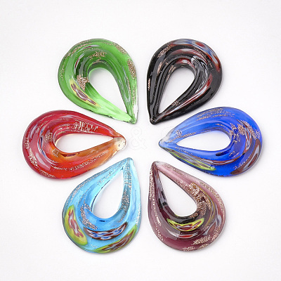 Handmade Gold Sand Lampwork Big Pendants LAMP-S189-11-B-1