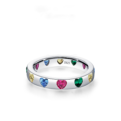 925 Sterling Silver Micro Pave Colorful Cubic Zirconia Finger Rings FS-WGC9F63-18-1
