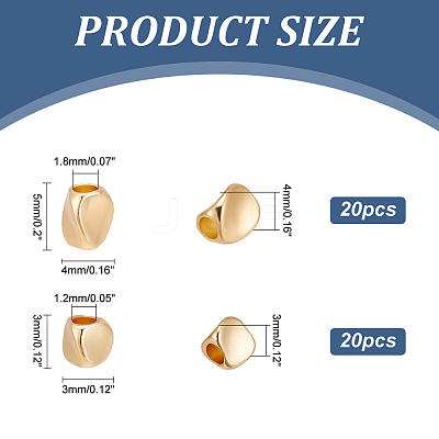 40Pcs 2 Styles Brass Bead KK-NB0003-47G-1