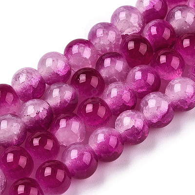 Crackle Baking Paint Imitation Jade Glass Beads Strands X1-DGLA-T003-8mm-12-1