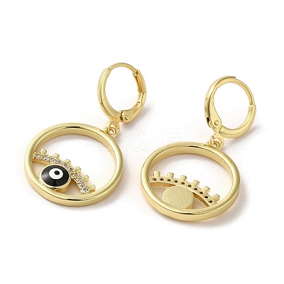 Evil Eye Golden Brass Dangle Leverback Earrings EJEW-Q797-09G-03-1