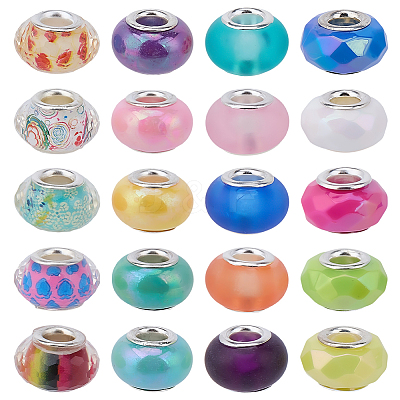 120Pcs 4 Styles Opaque Acrylic European Beads OACR-SC0002-73-1