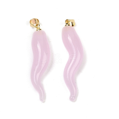 Handmade Lampwork with Brass Pendants KK-Q095-02A-08-1