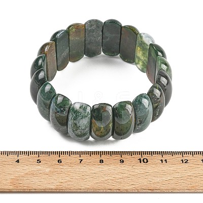 Natural Moss Agate Stretch Bracelets BJEW-O130-02A-1