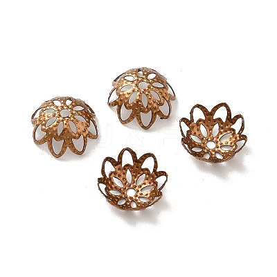 Ion Plating(IP) 304 Stainless Steel Flower Fancy Bead Caps STAS-G085-16CG-1
