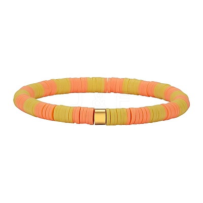 Polymer Clay Heishi Surfer Stretch Bracelet with 304 Stainless Steel Beaded BJEW-SW00110-05-1