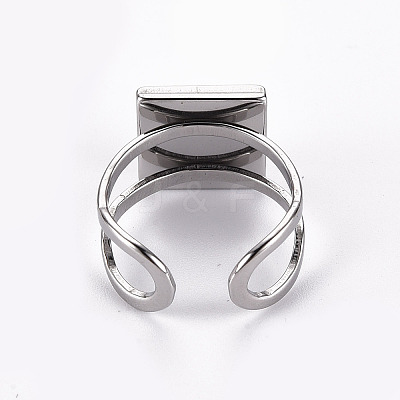 Tarnish Resistant 201 Stainless Steel Cuff Pad Ring Settings STAS-S080-041A-P-1