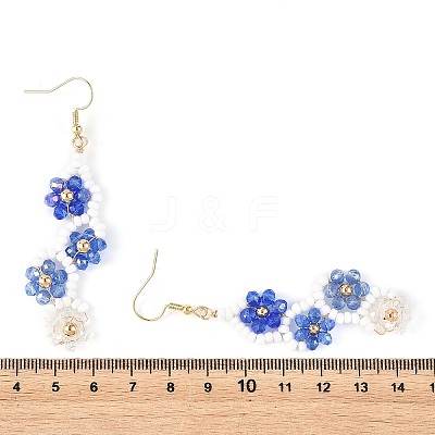 Flower Glass Seed Beaded Dangle Earrings EJEW-MZ00775-01-1