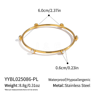Chic 304 Stainless Steel Pave Pearl Bangles for Women LS-HT2221-1-1
