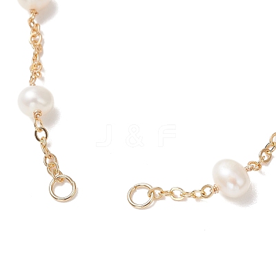 Natural Cultured Freshwater Pearl Potato Bead with Brass Cable Chain Slider Bracelet Making AJEW-JB01576-1