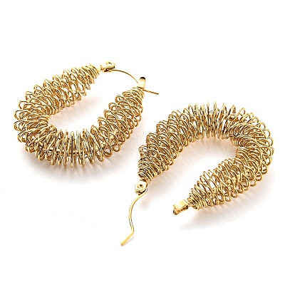 304 Stainless Steel Teardrop Hoop Earrings EJEW-B023-01G-1