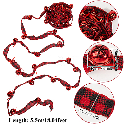 5.5M Christmas Polyester Tartan Print Ribbon for Sewing Decoration OCOR-SP0001-15-1