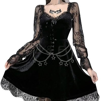 Alloy Star Tassel Layered Curb Chain Waist Belly Chains for Women FS-WG240A3-01-1