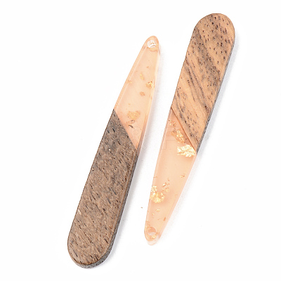 Transparent Resin & Walnut Wood Pendants RESI-S389-039A-B-1