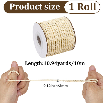 1 Roll Round Braided Cowhide Cords WL-CY0001-01B-1