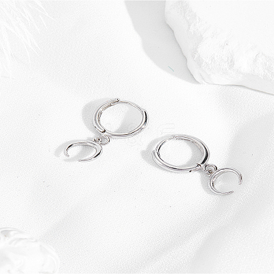 1 Pair Brass Moon Hoop Earrings EJEW-LP0007-116P-1