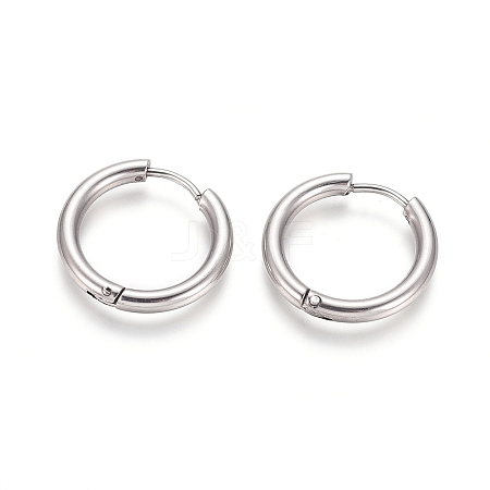 Tarnish Resistant 202 Stainless Steel Huggie Hoop Earrings A-EJEW-F111B-19mm-P-1