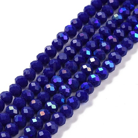 Electroplate Opaque Solid Color Glass Beads Strands EGLA-A044-P8mm-L07-1