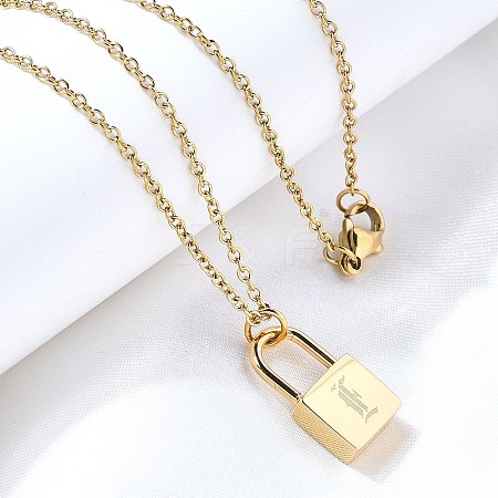 304 Stainless Steel Rolo Chain Pendant Necklaces NJEW-S444-01G-05-1