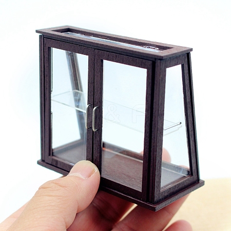 Wood Acrylic Dollhouse Miniature Display Cabinet PW-WG2DCE8-02-1