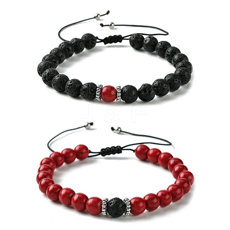 2Pcs 2 Style Couple Bracelets Gift for Valentine's Day BJEW-JB09858-1