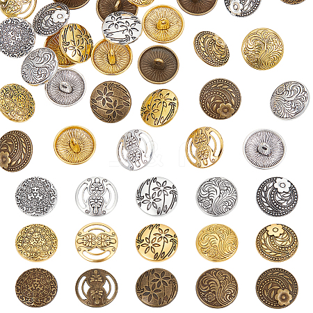 60Pcs 15 Styles 1-Hole Alloy Shank Buttons BUTT-WR0001-37-1