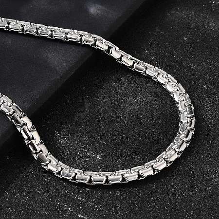201 Stainless Steel Box Chain Necklaces for Men STAS-V011-01B-P-1-1