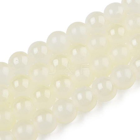 Baking Paint Imitation Jade Glass Round Bead Strands X1-DGLA-N003-6mm-02-1