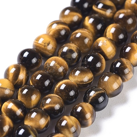 Natural Tiger Eye Round Bead Strands G-L411-07-4mm-1