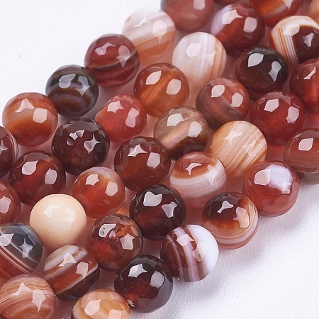 Natural Striped Agate/Banded Agate Beads Strands G-P364-24-6mm-1