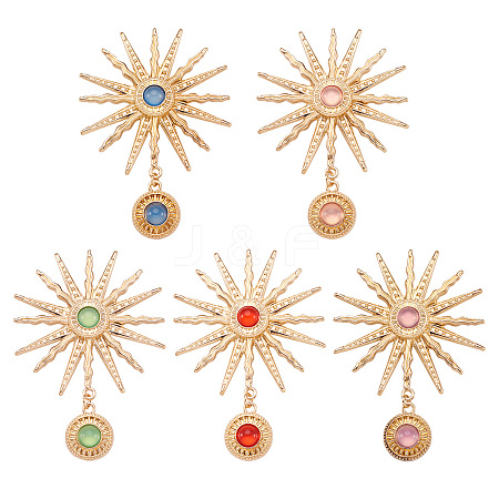 5Pcs 5 Colors Alloy with Resin Big Pendants FIND-TA0004-16-1