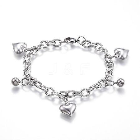 Tarnish Resistant 304 Stainless Steel Charm Bracelets BJEW-G544-12P-1