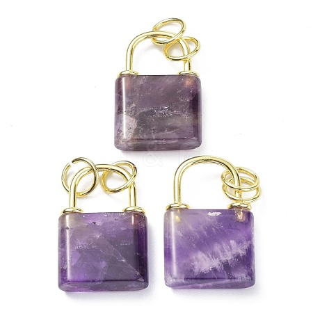 Natural Amethyst Pendants G-P453-01G-A-RS-1