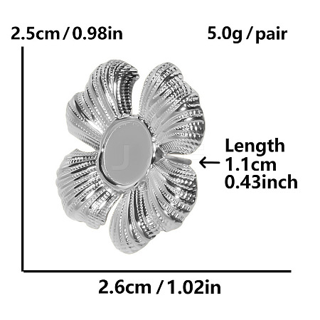 304 Stainless Steel Flower Stud Earrings for Women ZQ3075-1-1