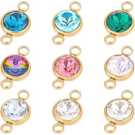 Unicraftale 9Pcs 9 Colors K9 Glass Connector Charms GLAA-UN0001-09-1