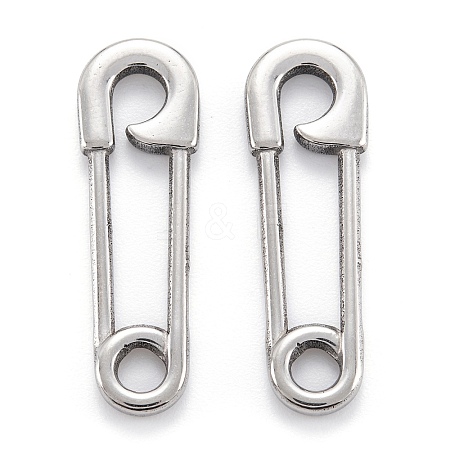 Non-Tarnish 304 Stainless Steel Safety Pin Pendant Charms X-STAS-M291-12P-1