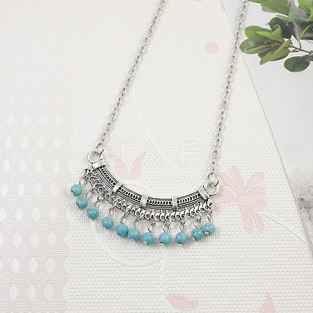 Yunnan Ethnic Style Miao Silver Pave Turquoise Pendant Necklaces Tibetan Nepalese Jewelry LV1527-2-1