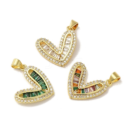 Brass Micro Pave Cubic Zirconia Pendants KK-C058-02G-1