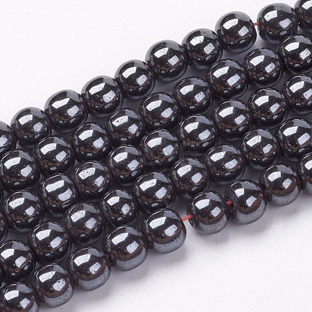 Non-Magnetic Synthetic Hematite Beads Strands X-G-H1624-6mm-2-1