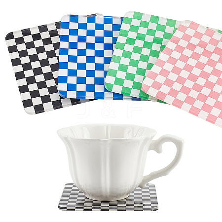 DELORIGIN 4Pcs 4 Colors Retro Acrylic Cup Mats AJEW-DR0001-14-1