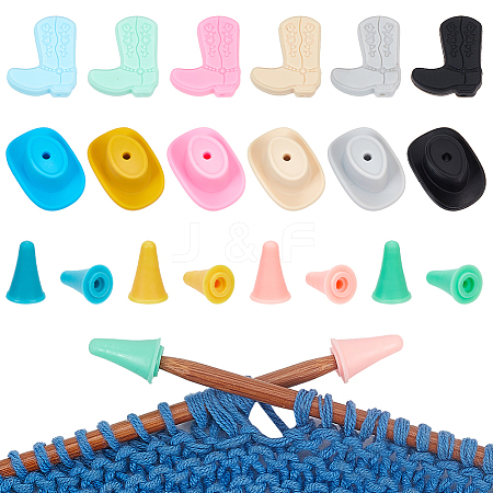  Cowboy Hat & Boot Silicone Knitting Needle Stoppers SIL-NB0001-33-1