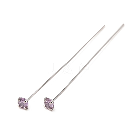Brass Micro Pave Cubic Zirconia Stud Earring Findings CU-CBA4618-01P-07-1