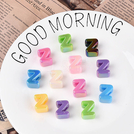 UV Plating Opaque Acrylic European Beads OACR-M027-03Z-1