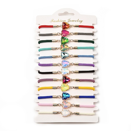 12Pcs 12 Colors Polyester Bracelets BJEW-P340-03G-1