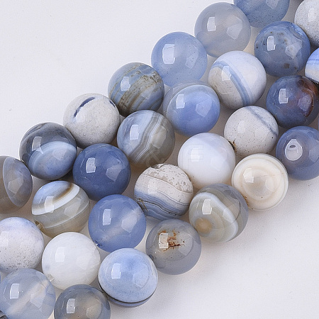Natural Striped Agate/Banded Agate Beads Strands G-S359-046-01-1